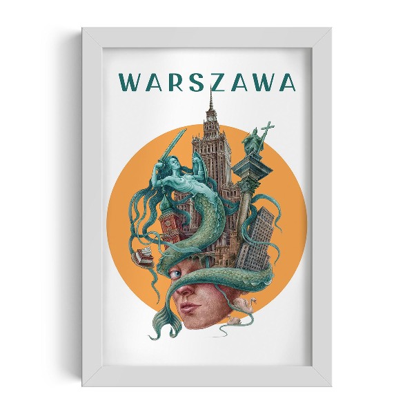 Obraz w białej ramce Warszawa