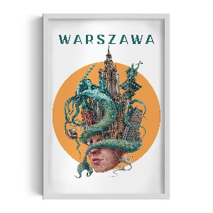 Obraz w białej ramce Warszawa