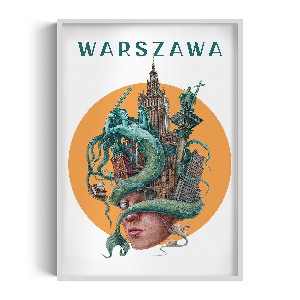 Obraz w białej ramce Warszawa