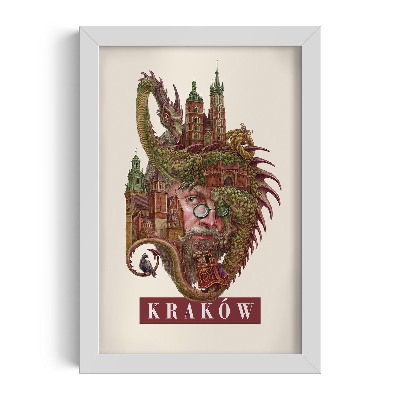 Obraz w białej ramce Kraków Vintage