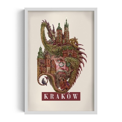 Obraz w białej ramce Kraków Vintage