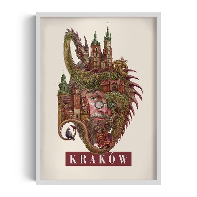 Obraz w białej ramce Kraków Vintage
