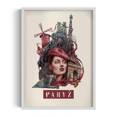 Obraz w białej ramce Paryż Vintage