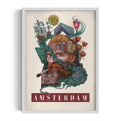Obraz w białej ramce Amsterdam Vintage