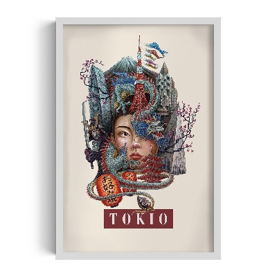 Obraz w białej ramce Tokio Vintage