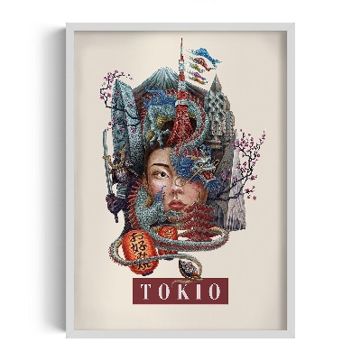Obraz w białej ramce Tokio Vintage