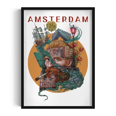 Obraz w czarnej ramce Amsterdam