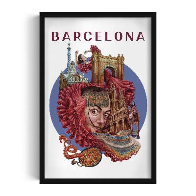 Obraz w czarnej ramce Barcelona
