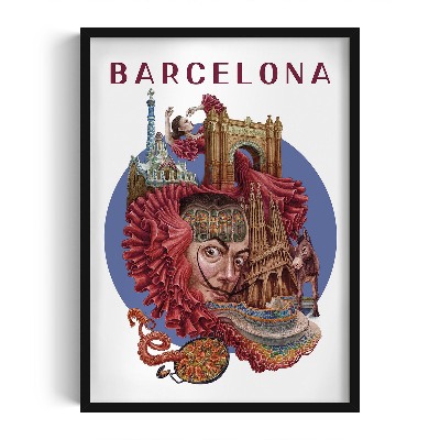 Obraz w czarnej ramce Barcelona