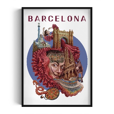 Obraz w czarnej ramce Barcelona