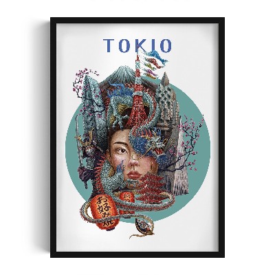 Obraz w czarnej ramce Tokio