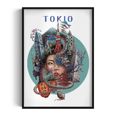Obraz w czarnej ramce Tokio