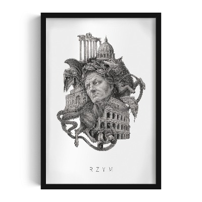 Obraz w czarnej ramce Rzym Czarno-białe