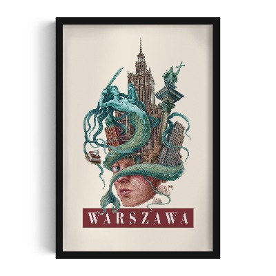 Obraz w czarnej ramce Warszawa Vintage