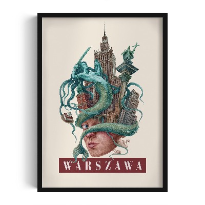 Obraz w czarnej ramce Warszawa Vintage
