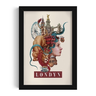 Obraz w czarnej ramce Londyn Vintage