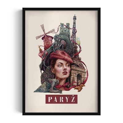 Obraz w czarnej ramce Paryż Vintage