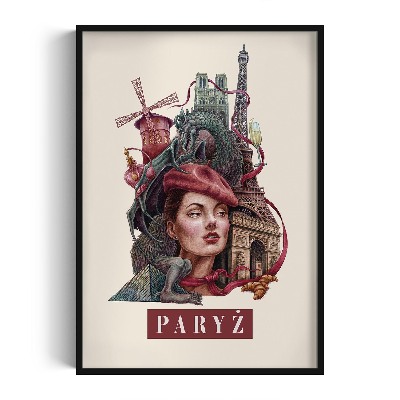 Obraz w czarnej ramce Paryż Vintage
