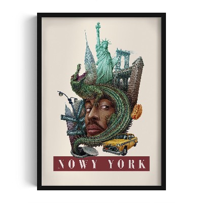 Obraz w czarnej ramce Nowy York Vintage