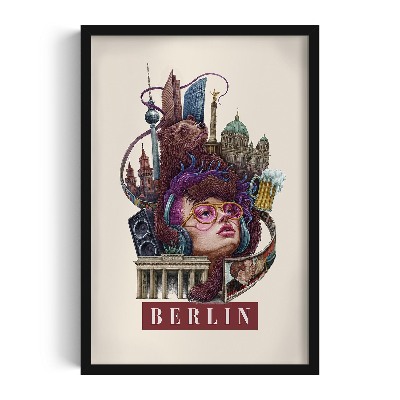 Obraz w czarnej ramce Berlin Vintage