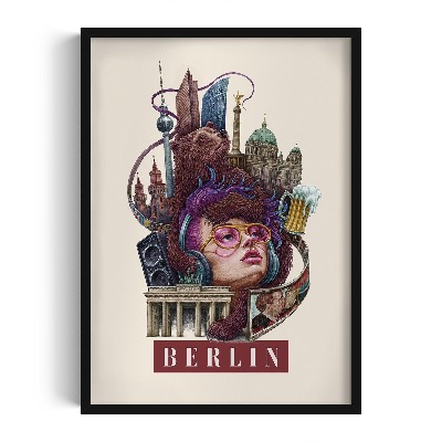 Obraz w czarnej ramce Berlin Vintage