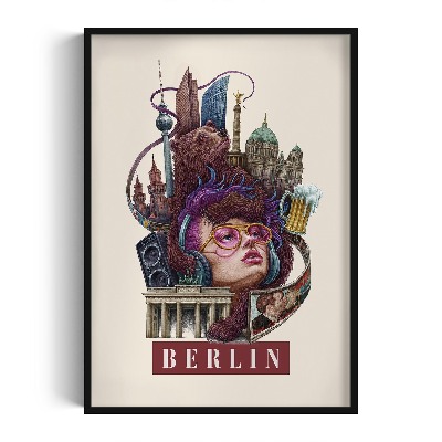 Obraz w czarnej ramce Berlin Vintage