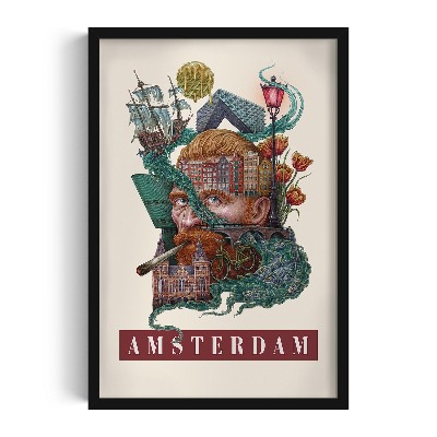Obraz w czarnej ramce Amsterdam Vintage