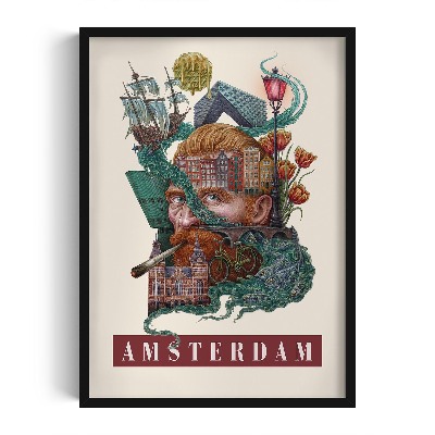 Obraz w czarnej ramce Amsterdam Vintage