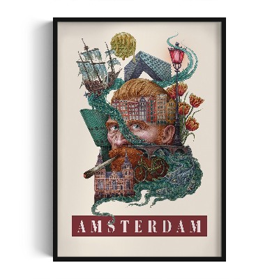 Obraz w czarnej ramce Amsterdam Vintage