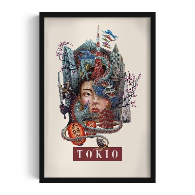 Obraz w czarnej ramce Tokio Vintage