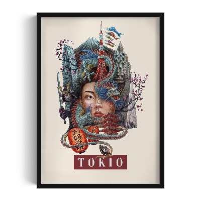 Obraz w czarnej ramce Tokio Vintage