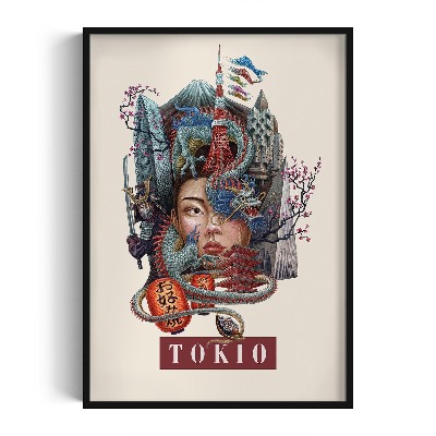 Obraz w czarnej ramce Tokio Vintage