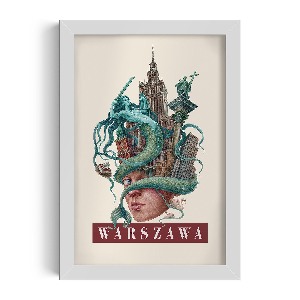 Obraz w białej ramce Warszawa Vintage