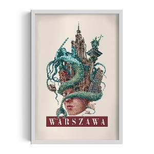 Obraz w białej ramce Warszawa Vintage