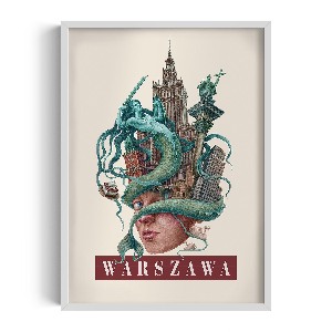 Obraz w białej ramce Warszawa Vintage