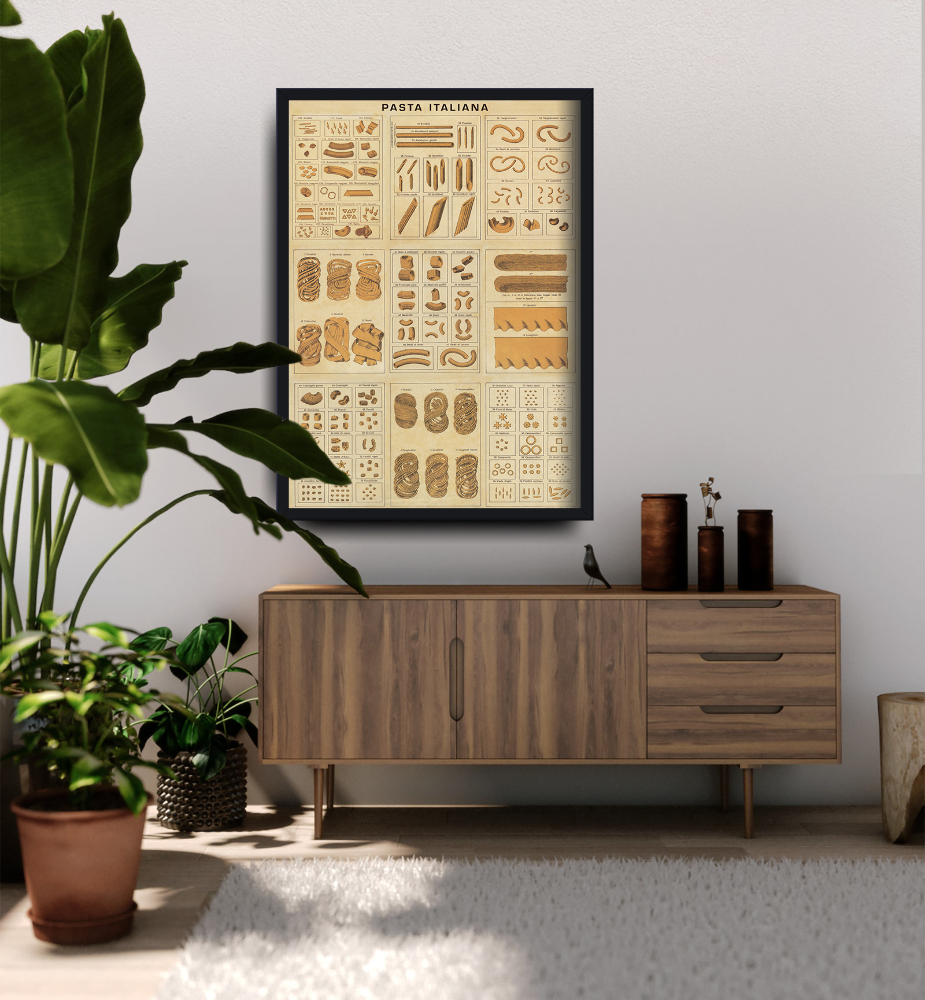 Plakat do pokoju Pasta Italiana Vintage Style Pasta Collage