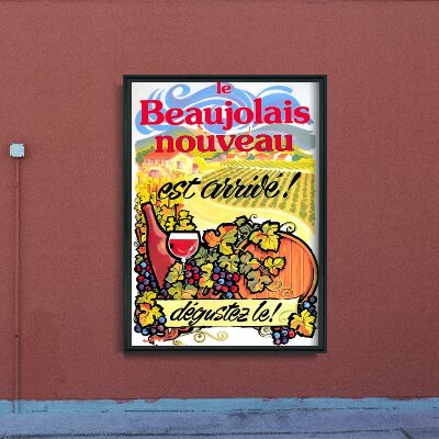 Plakat w stylu retro Plakat z winem Nowy Beaujolais Nouveau