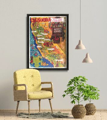Plakat w stylu retro Mapa win kalifornijskich