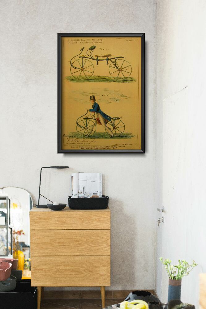 Plakat retro do salonu Retro rowerowy nadruk Velocipede Johnson