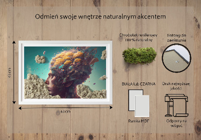 Obraz z mchu Mężczyzna z głową w chmurach