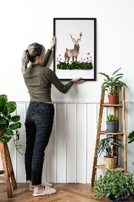 Obraz mech chrobotek Jeleń wśród kwiatów