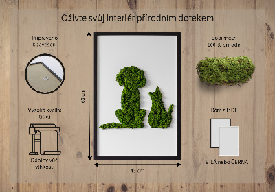 Obraz z mchu chrobotka Pies z kotem