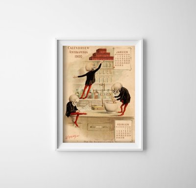 Plakatyw stylu retro Antikamnia Kalendarz Jan Feb Francais