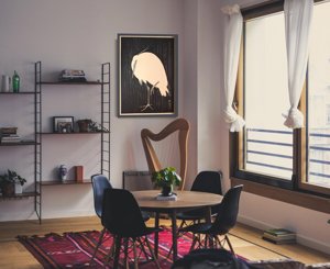 Plakat retro do salonu Żurawie w deszczu autorstwa Ohary Koson