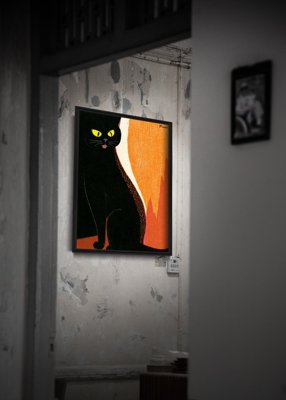 Plakat vintage do salonu Czarny kot autorstwa Tomoo Inagaki