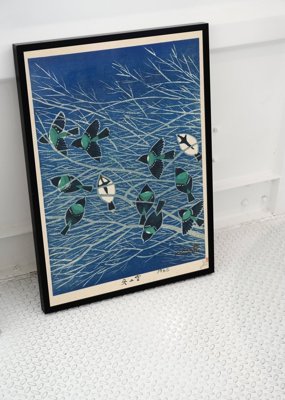 Retro plakat Zimowe niebo autorstwa Kasamatsu Shiro