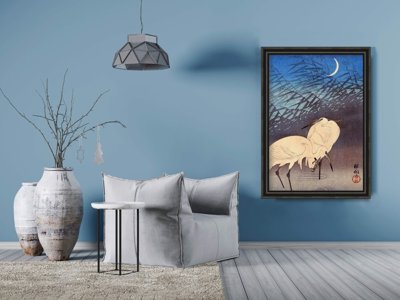 Plakat vintage do salonu Żurawie autorstwa Ohary Koson