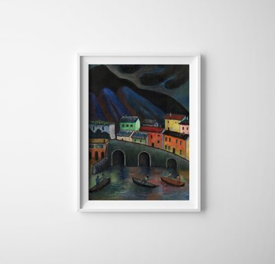 Plakat w stylu retro Nocne wędkowanie w Asconie Marianne von Werefkin