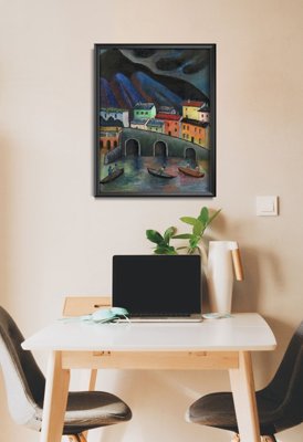 Plakat w stylu retro Nocne wędkowanie w Asconie Marianne von Werefkin