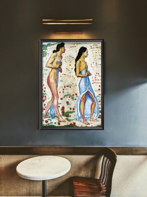 Plakat w stylu vintage Dwie kobiety w kwiatach Ferdinand Hodler